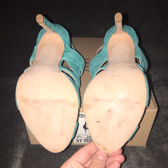 Zara Open Toe Green Heel 6.5 - Picture 5 of 6